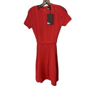 The Kooples Knit Red Dress With Open Mid Back Lined Sz S/P NWT
